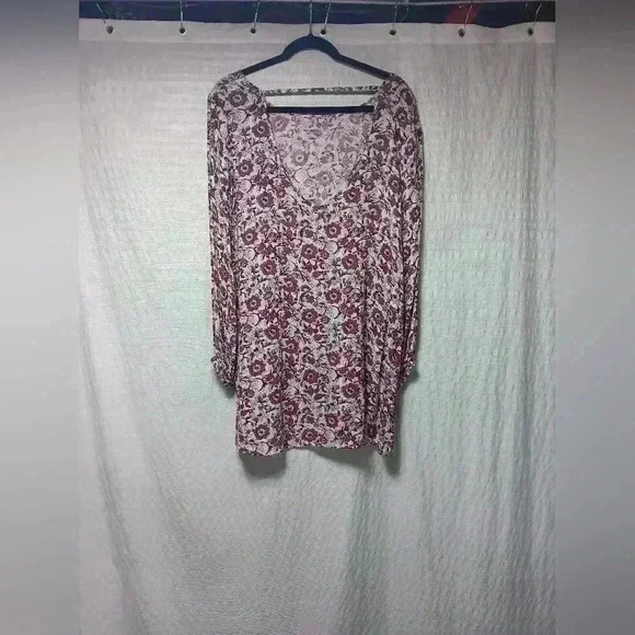 Billabong Flowered Tunic, long-sleeved  Boho Beachy - Picture 3 of 9